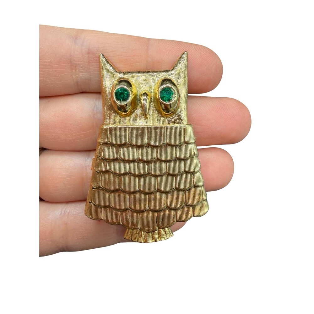 Vintage Avon Owl Solid Perfume Brooch Pin – “somewhere !” 1970s Goldtone